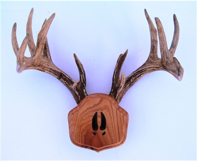 Medium Oak "The Deer Stand" Antler Mounting Kit With Carved Tracks